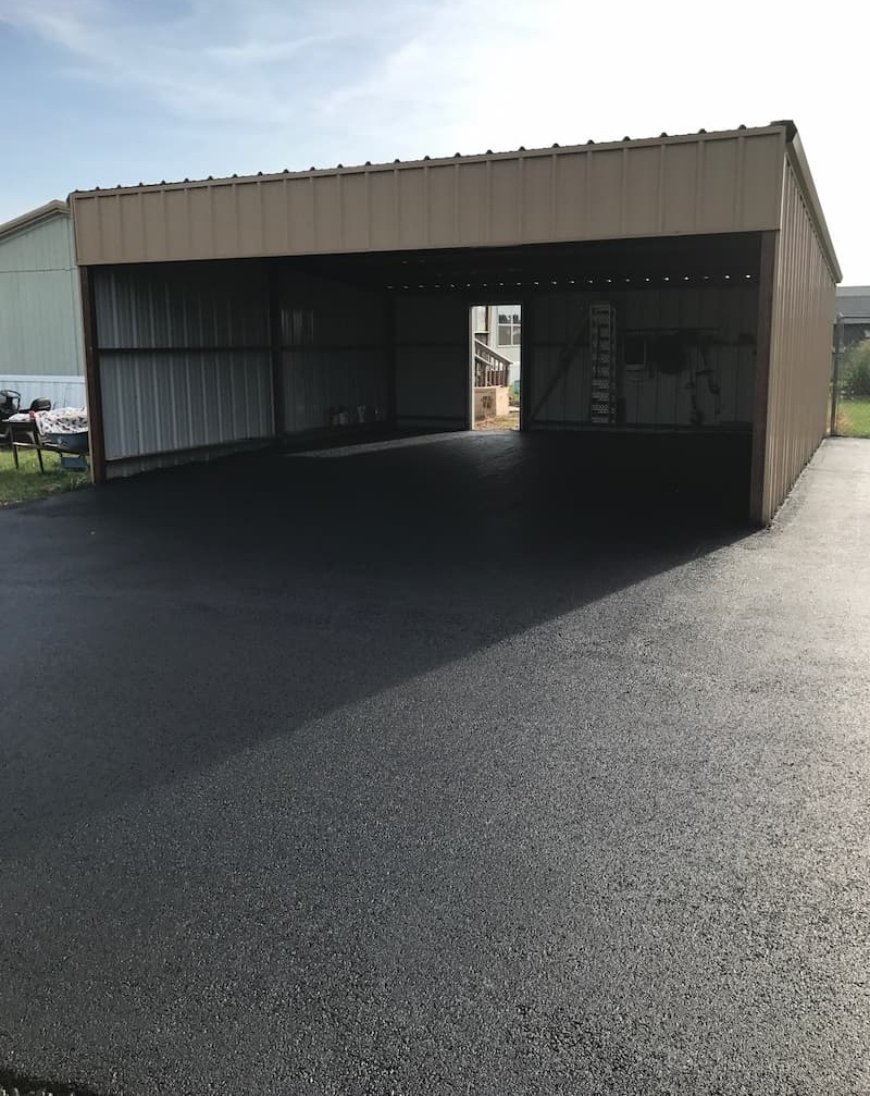 Chip seal driveway project in Corrales