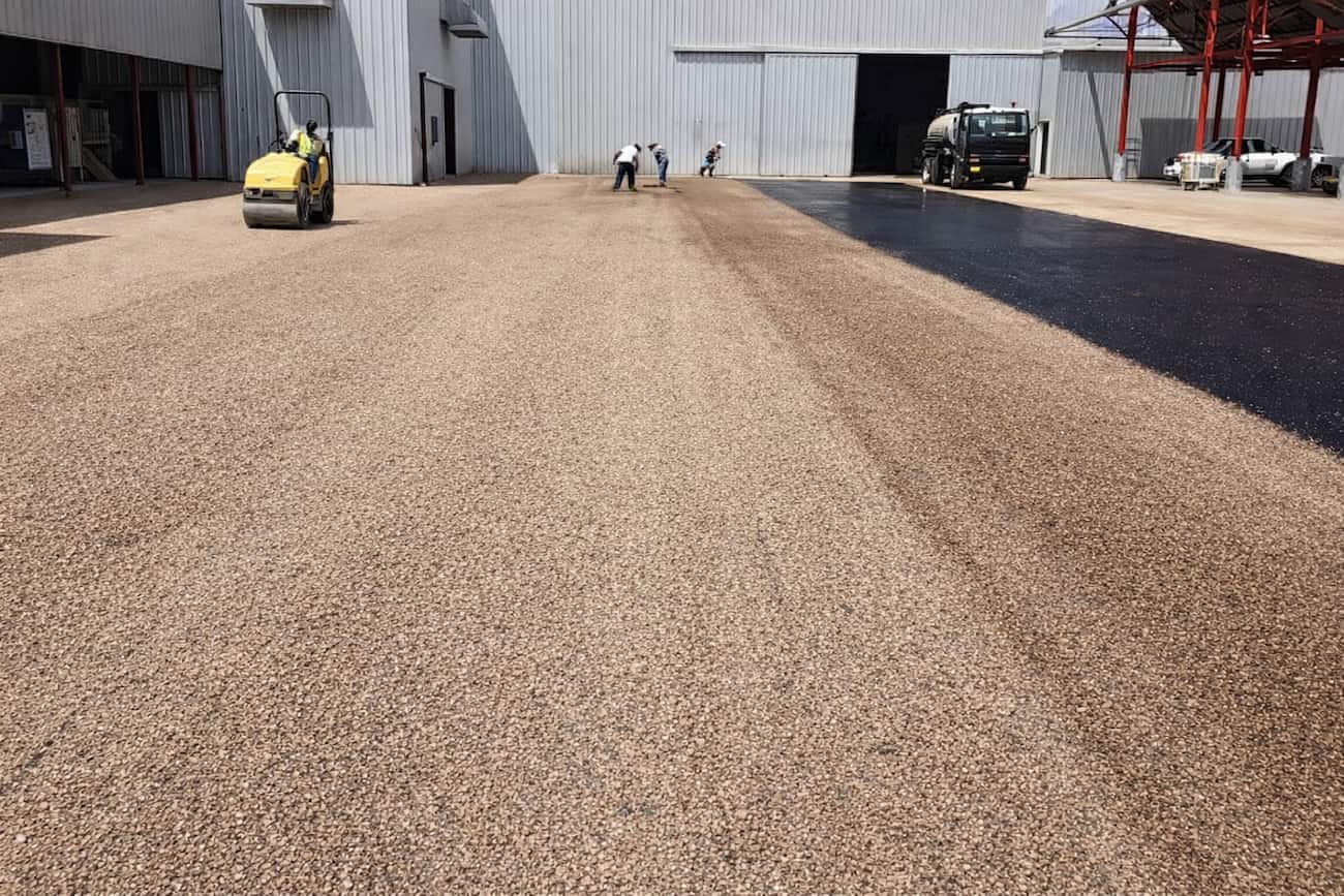Parking lot chip seal in Las Cruces